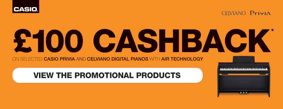 £100 Cashback On Selected Casio Celviano and Priva Digital Pianos